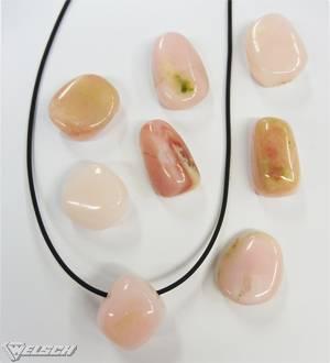 Trommelstein Anhänger Opal Andenopal pink / gebohrt